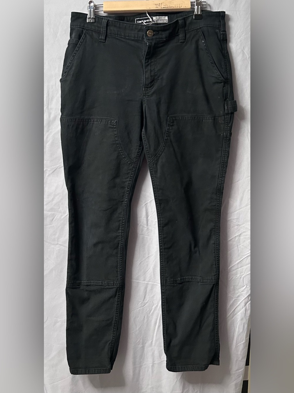 Carhartt Black Slim Straight Work Jeans with Utility Details